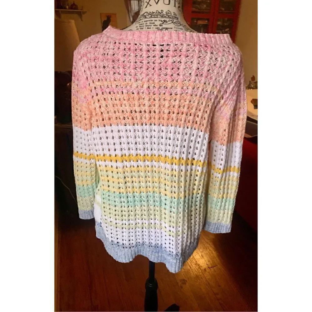 Talbots Open Stitch Cotton Sweater - Picture 4 of 5